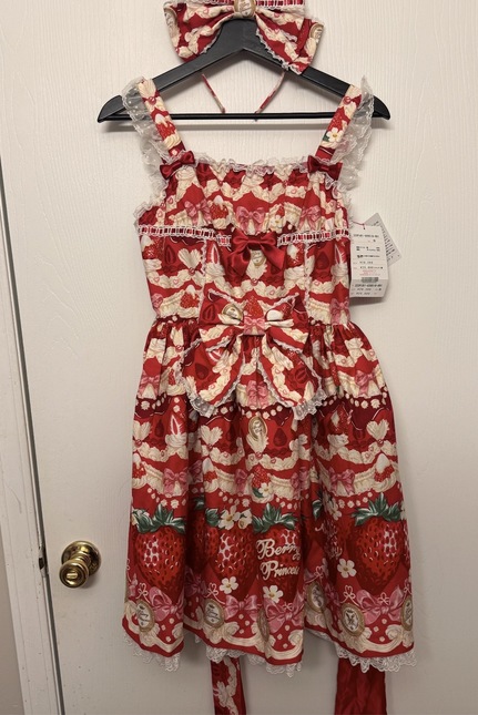 Melty Berry Princess Red JSK+KC set - Jumperskirt - Lace Market