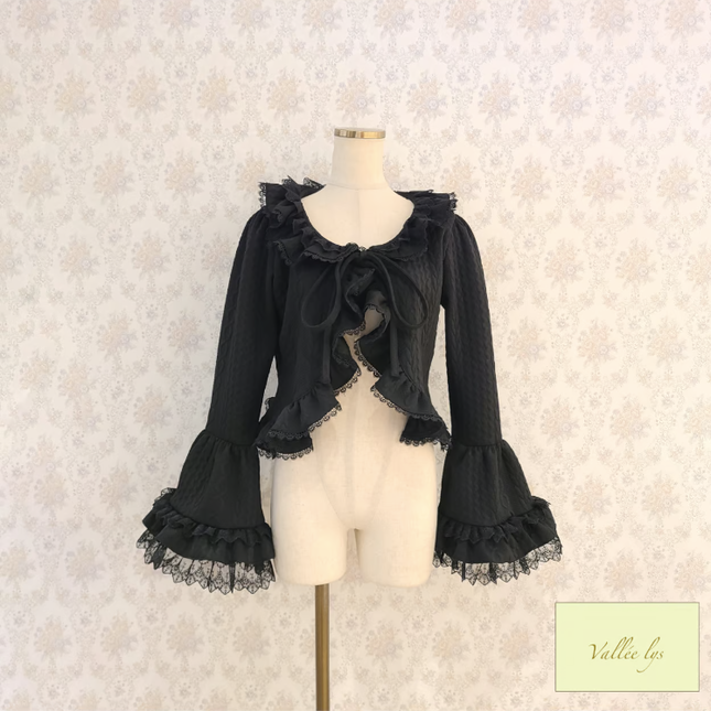 ヴァレリス　Petal Bloom Cardigan　ブラック Atelier Pierrot Petal Bloom Cardigan - black - Cardigans - Lace