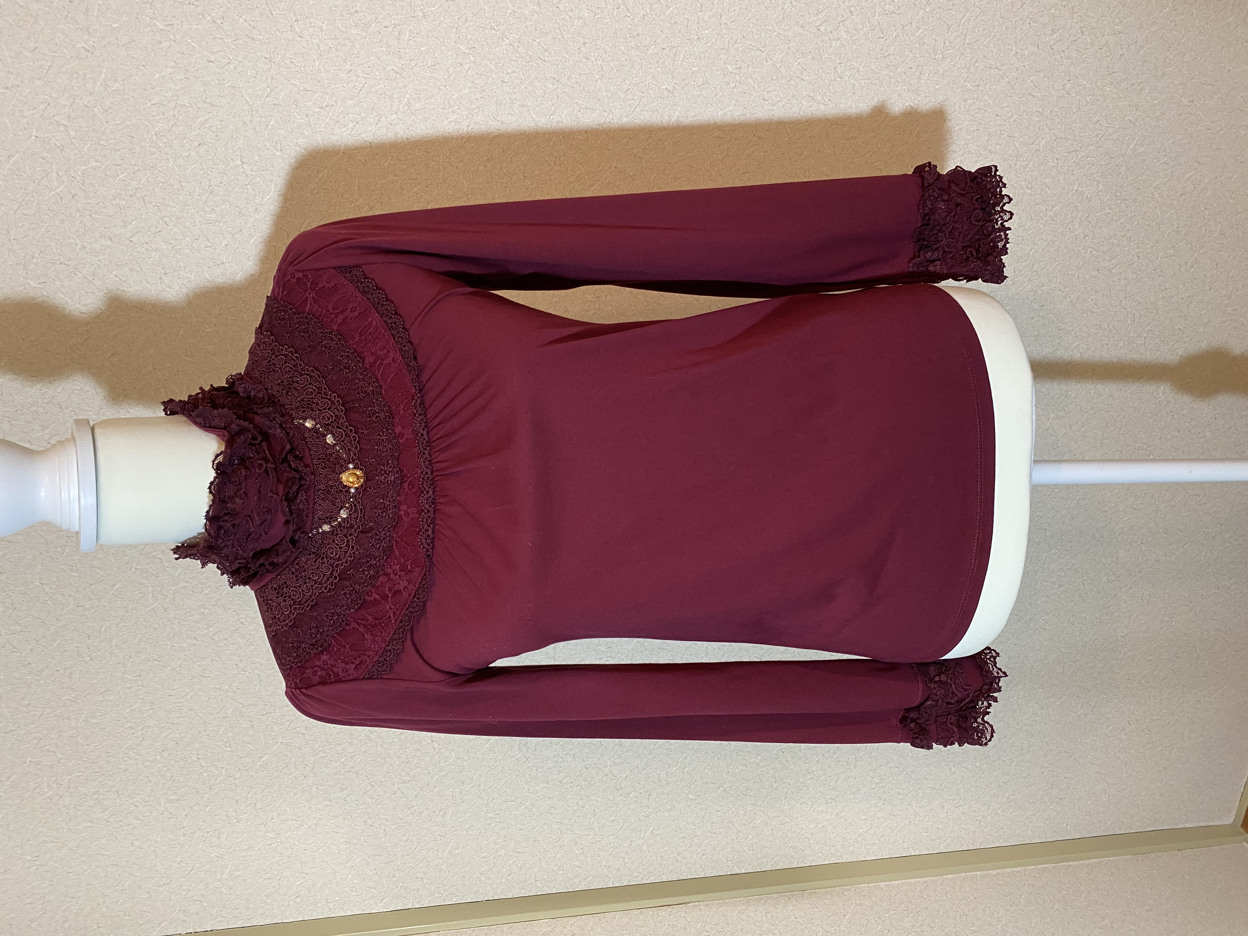 Axes femme - dark red turtleneck cutsew top / sweatshirt w